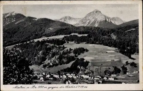 Ak Matrei am Brenner Tirol, Gesamtansicht, Serles