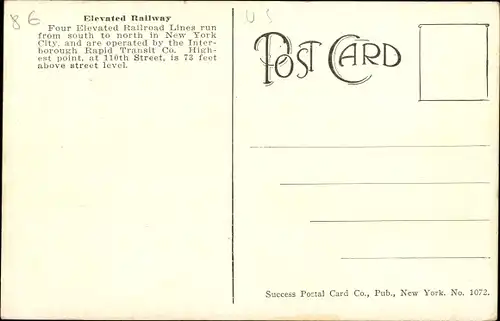 Ak New York City USA, Elevated Railroad Curve at 110th Street