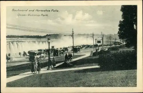Ak Niagara Falls Ontario Kanada, Queen Victoria Park, Boulevard and Horsehoe Falls