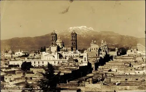 Foto Ak Puebla Mexiko, Panorama, El Iztaccíhuatl