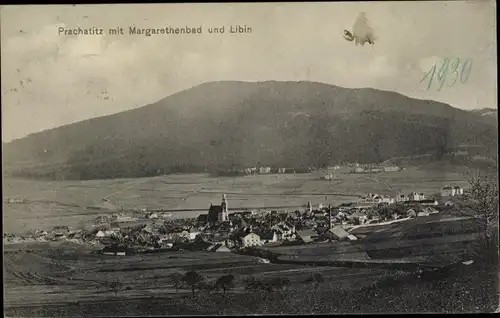 Ak Prachatice Prachatitz Südböhmen, Panorama mit Margarethenbad und Libin