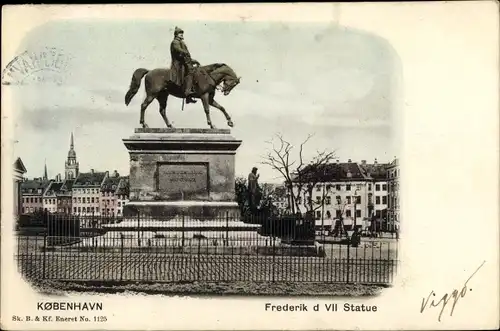 Ak København Kopenhagen Dänemark, Frederik d VII Statue