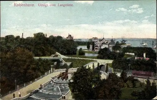 Ak København Kopenhagen Dänemark, Udsigt over Langelinie