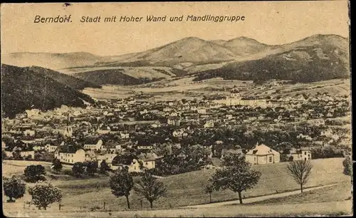 Ak Berndorf an den Triesting Niederösterreich, Stadt mit Hoher Wand und Mandlinggruppe