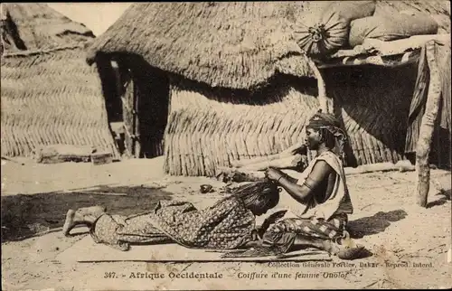 Ak Afrique Occidentale, Coiffure d'une femme Onolof