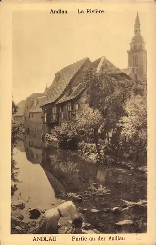 Ak Andlau Elsass Bas Rhin, Partie am Fluss
