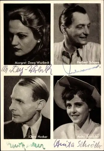 Ak Sänger ? Margret Deeg Warbeck, Herbert Schoen, Gerd Hecker, Anita Schröder, Autogramme