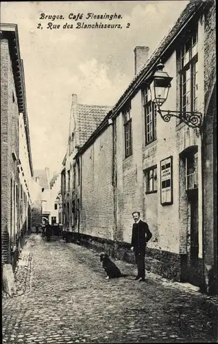 Ak Bruges Brügge Flandern Westflandern, Café Flessinghe, Rue des Blanchisseurs 2