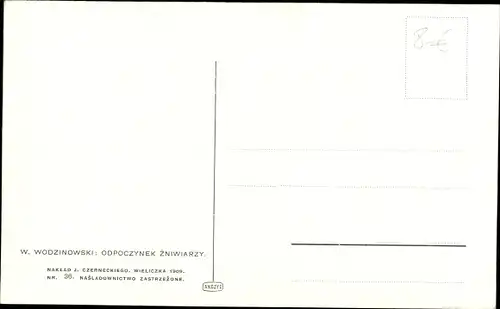 Künstler Ak Wodzinowski, W., Odpoczynek zniwiarzy, Le repos des moissonneurs