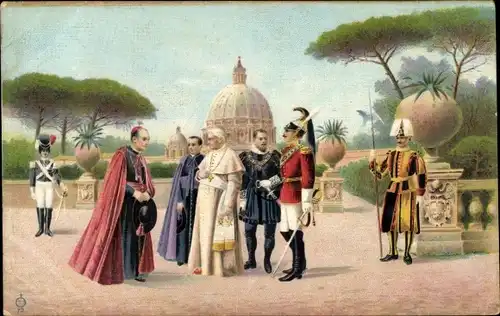 Ak Vatikan Rom Lazio, Schweizergarde, Papst Pius X, Vatikanische Gärten
