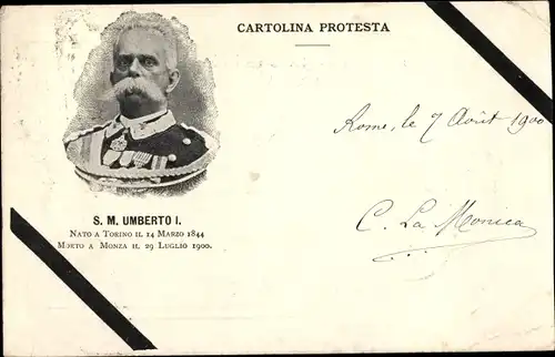 Ak Umberto I, König von Italien, Trauerkarte