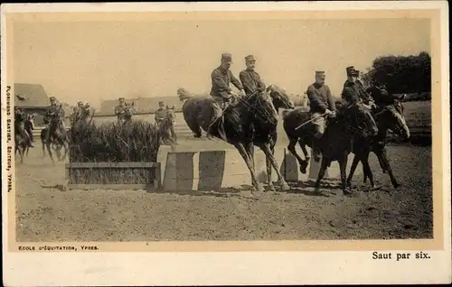 Ak Saut par six, belgische Soldaten, Reiter