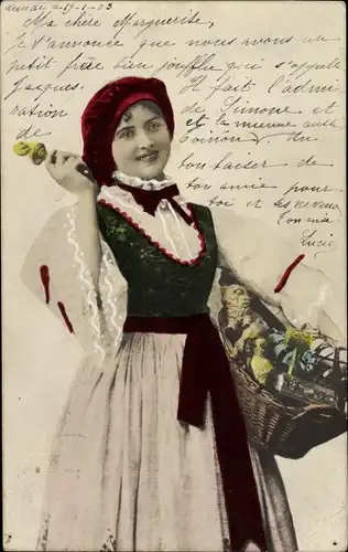 Ak Frau in polnischer Volkstracht