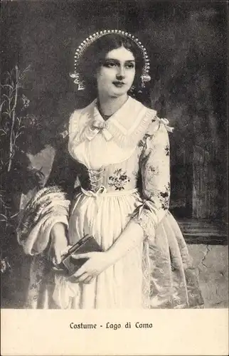 Ak Costume, Lago di Como, Frau in Volkstracht