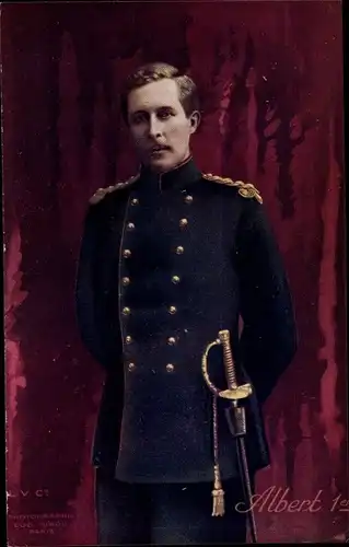 Ak Albert I, König von Belgien, Portrait