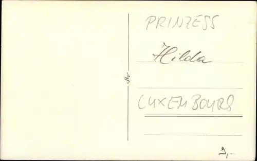 Foto Ak Prinzessin Hilda von Luxemburg