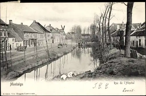 Ak Montaigu Scherpenheuvel Flämisch Brabant, Rue de l'Hopital