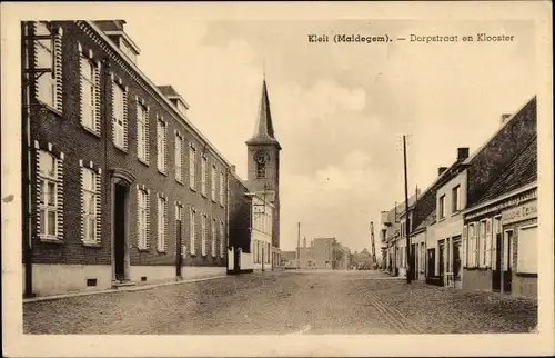 Ak Kleit Maldegem Ostflandern, Dorpstraat en Klooster