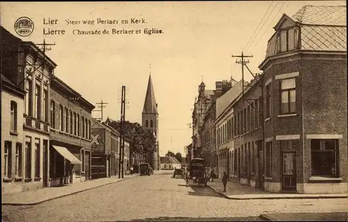 Ak Lier Lierre Flandern Antwerpen, Chaussee de Berlaer et Eglise