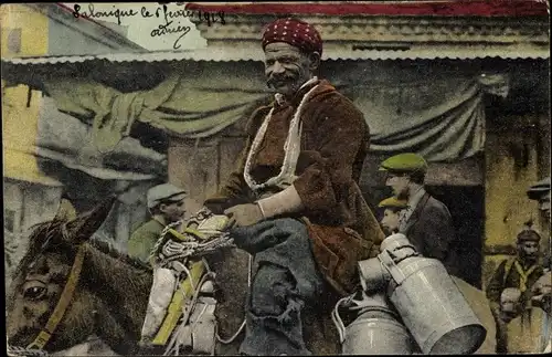 Ak Saloniki Thessaloniki Griechenland, Sur la Place du Marche, Händler