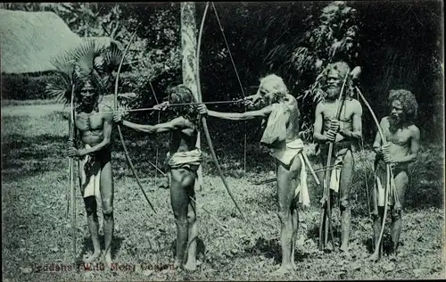 Ak Colombo Ceylon Sri Lanka, Veddahs, Wild Men, guerriers indigènes