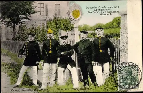 Ak Frontiere Franco Allemande, Deutsch Französische Grenze, Deutsche Gendarmen, Grenzwächter