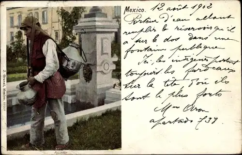 Ak Mexico, Aguador, Wasserträger, Wasserverkäufer