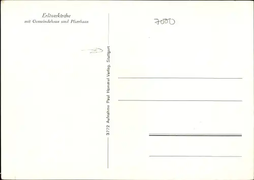 Ak Stuttgart in Württemberg, Erlöserkirche mit Gemeindehaus und Pfarrhaus