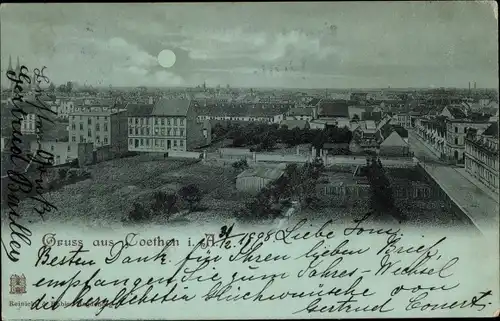 Mondschein Ak Cöthen Köthen in Anhalt, Blick auf die Stadt