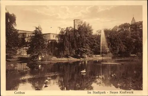 Ak Cottbus in der Niederlausitz, Im Stadtpark, Neues Kraftwerk