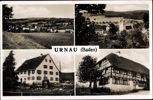 Ak Urnau im Bodenseekreis Baden, Panorama, Kirche, Fachwerkhaus