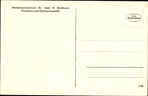 Ak Freudenstadt im Nordschwarzwald, Wiesenhaus, Kindersanatorium Dr. med. K. Eichhorn