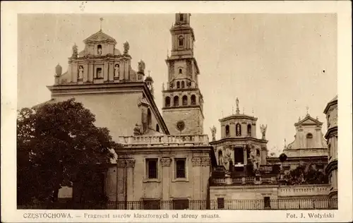 Ak Częstochowa Tschenstochau Schlesien, Fragment murow klasztornych od strony miasta
