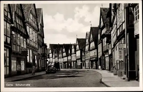 Ak Celle in Niedersachsen, Blick in die Schuhstraße