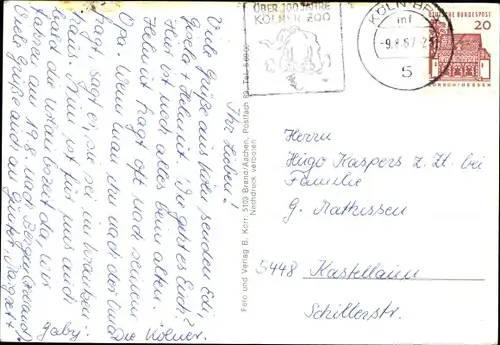 Ak Worringen Köln am Rhein, Straßenpartie, Autos, Gewässer, Boot