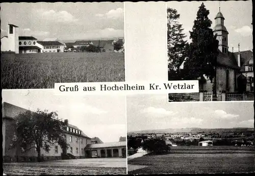 Ak Hochelheim Hüttenberg im Taunus Hessen, Totalansicht, Kirchturm