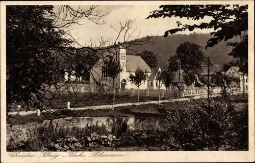 Ak Jedlinka Górna Blumenau bei Bad Charlottenbrunn Schlesien, Christus König Kirche