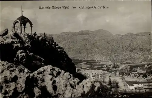 Foto Ak Цетиње Cetinje Montenegro, Orlov krš, Blick auf den Ort