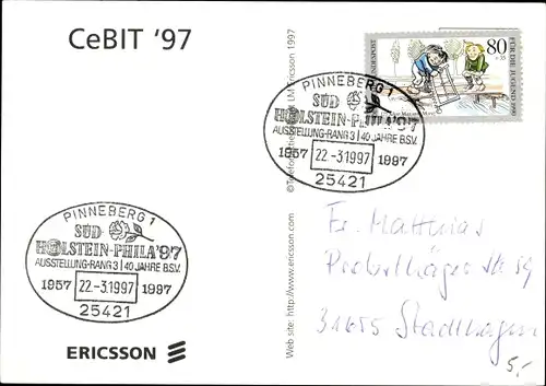 Ak Hannover in Niedersachsen, Cebit 1997, Schachbrett, Stempel Süd Holstein Phila