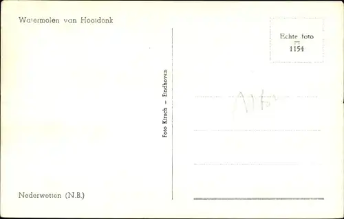 Ak Nederwetten Nordbrabant Niederlande, Watermolen Hooidonk