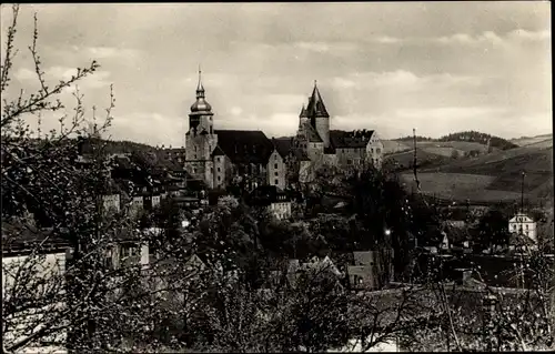 Ak Schwarzenberg im Erzgebirge Sachsen, St. Georgenkirche und Schloss