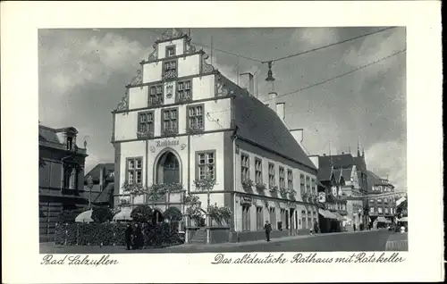 Ak Bad Salzuflen in Lippe, Das altdeutsche Rathaus mit Ratskeller, Giebelhaus