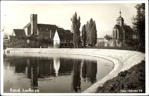 Foto Ak Lauffen am Neckar, Kanal, Kirche