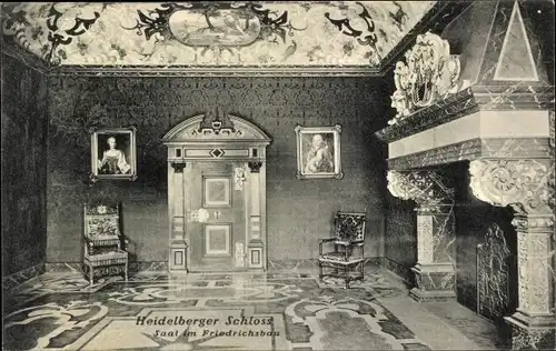 Ak Heidelberg am Neckar, Heidelberger Schloss, Saal im Friedrichsbau