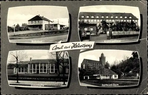 Ak Heinsberg im Rheinland, Selfkant Dom, Krankenhaus, Stadthalle, Bahnhof
