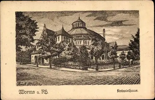 Künstler Ak Müllers, Rudi, Worms, Festspielhaus