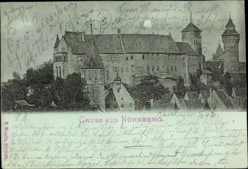 Mondschein Ak Nürnberg in Mittelfranken, Burg