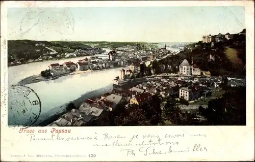 Ak Passau in Niederbayern, Panorama