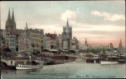Ak Köln am Rhein, Rheinpartie am Leystapel