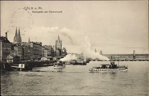 Ak Köln am Rhein, Rheinpartie am Frankenwerft